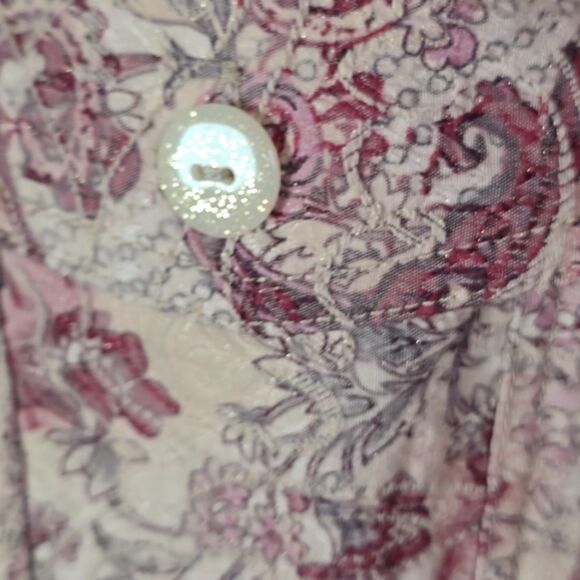 Joni B Blush Rose Paisley Print Shirt Jacket Shacket Large - Picture 13 of 16